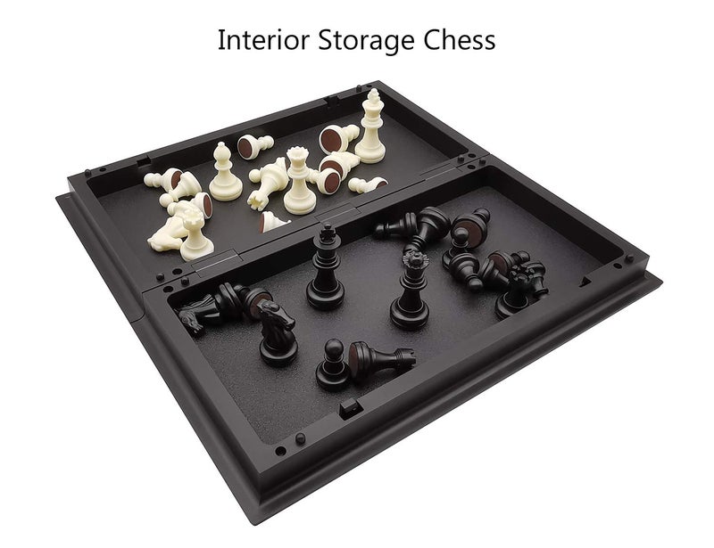 Fuhengli 9.8" Magnetic Travel Chess Set for Adults and Kids, with Outdoor Portable Folding Chess Board, Black & White Color - Image 5